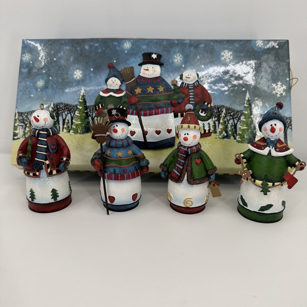 Snowman polymetal ornament Set 4 Gift Box‎